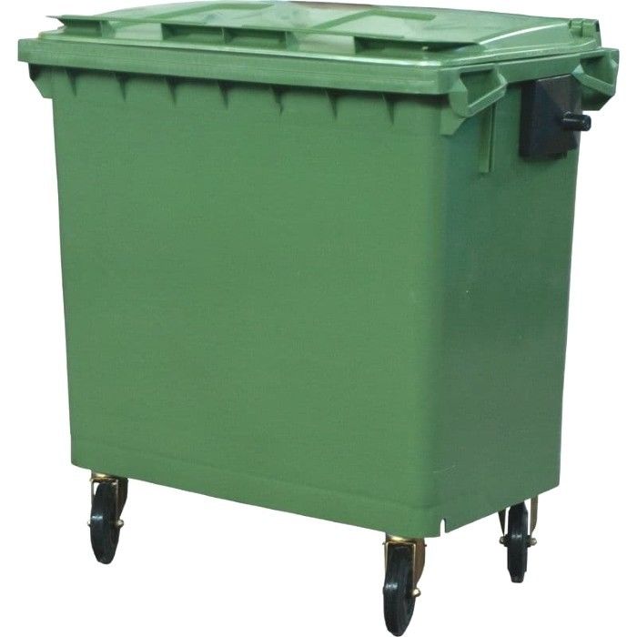 Пластиковый контейнер с крышкой и колесами (660 литров)