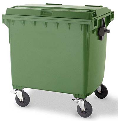 Пластиковый контейнер с крышкой и колесами (770 литров)